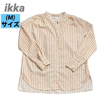 ikka - ikka イッカ　レディース　スキッパー　ストライプ　ブラウス　ベージュ　M