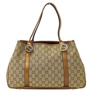 グッチ(Gucci)のグッチ GUCCI バッグ レディース ブランド トートバッグ インターロッキング GGキャンバス ブラウン ベージュ 232957 ラメ 肩掛け おしゃれ 【中古】(トートバッグ)