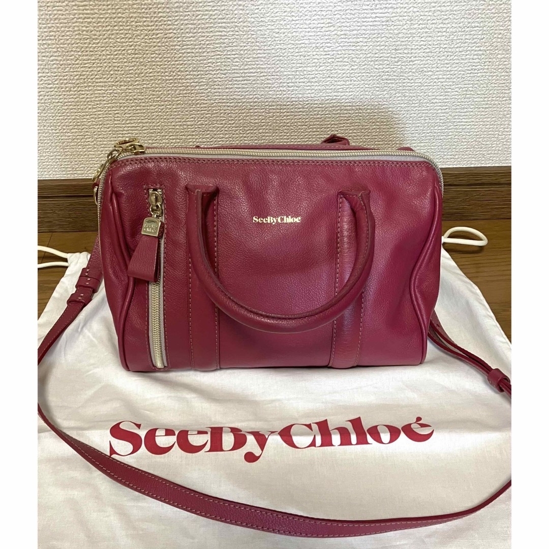 SEE BY CHLOE(シーバイクロエ)の See By Chloe レザー ミニボストン ハンドバッグ ショルダー レディースのバッグ(ハンドバッグ)の商品写真