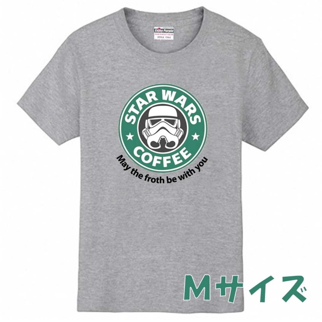 【父の日セール】スターウォーズ スターバックス おもしろ Tシャツ グレー M メンズのトップス(Tシャツ/カットソー(半袖/袖なし))の商品写真