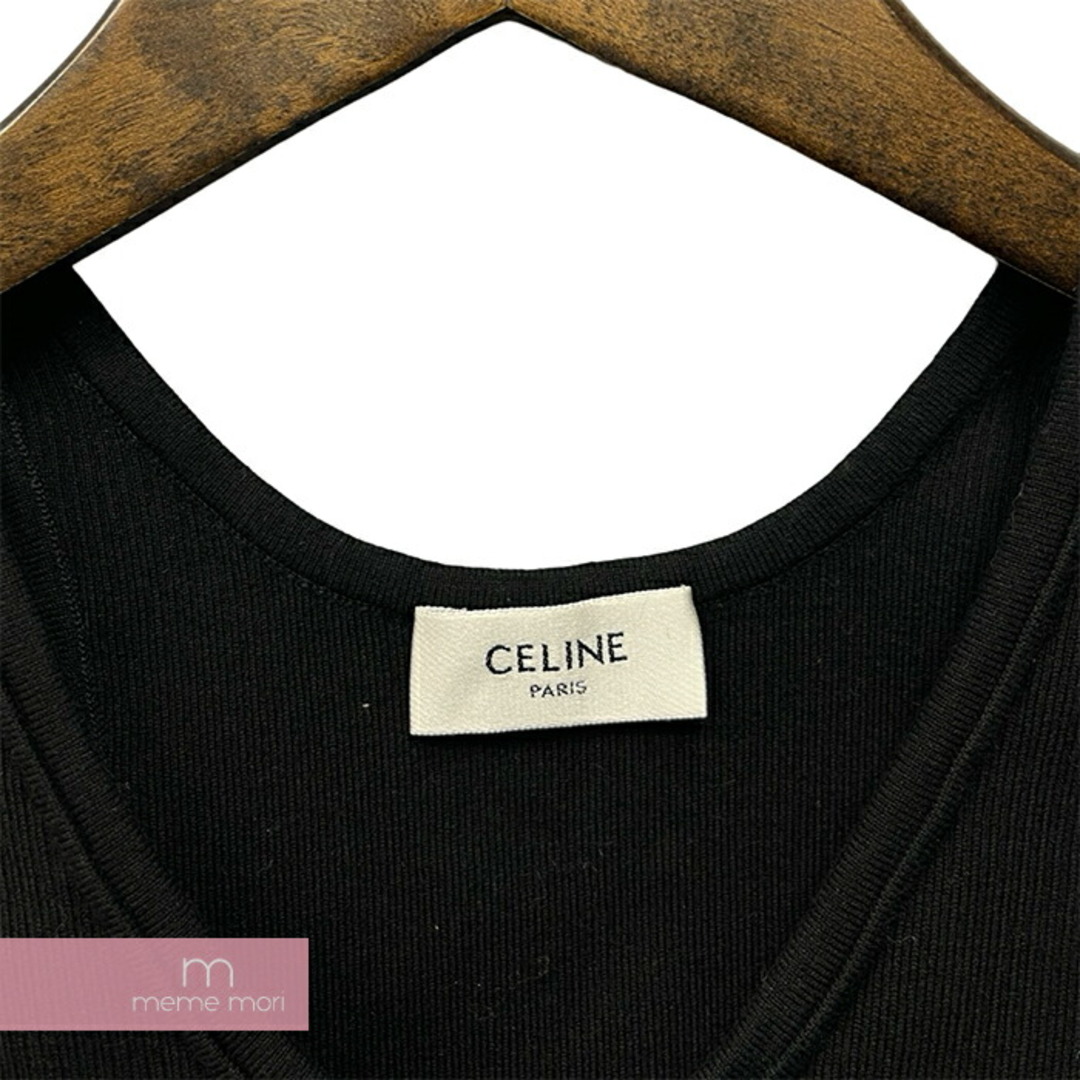 celine(セリーヌ)のCELINE 2022SS Sports Bra In Athletic Knit 2A68L372N セリーヌ アスレチックニットスポーツブラ タンクトップ コットンニット ロゴ ブラック サイズS【240510】【中古-A】【me04】 レディースのトップス(タンクトップ)の商品写真