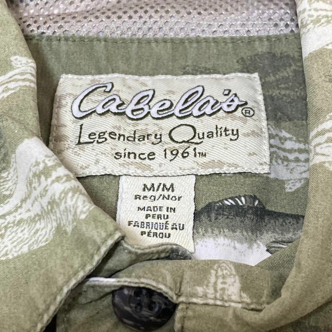 カベラス 半袖フィッシングシャツ 総柄 魚柄 両胸ポケット ロゴパッチf74 メンズのトップス(シャツ)の商品写真