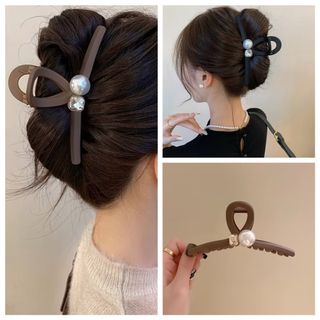 激安　パール　水晶　バンスクリップ　バレッタ  髪飾り　髪留め　ヘアアクセサリー(バレッタ/ヘアクリップ)