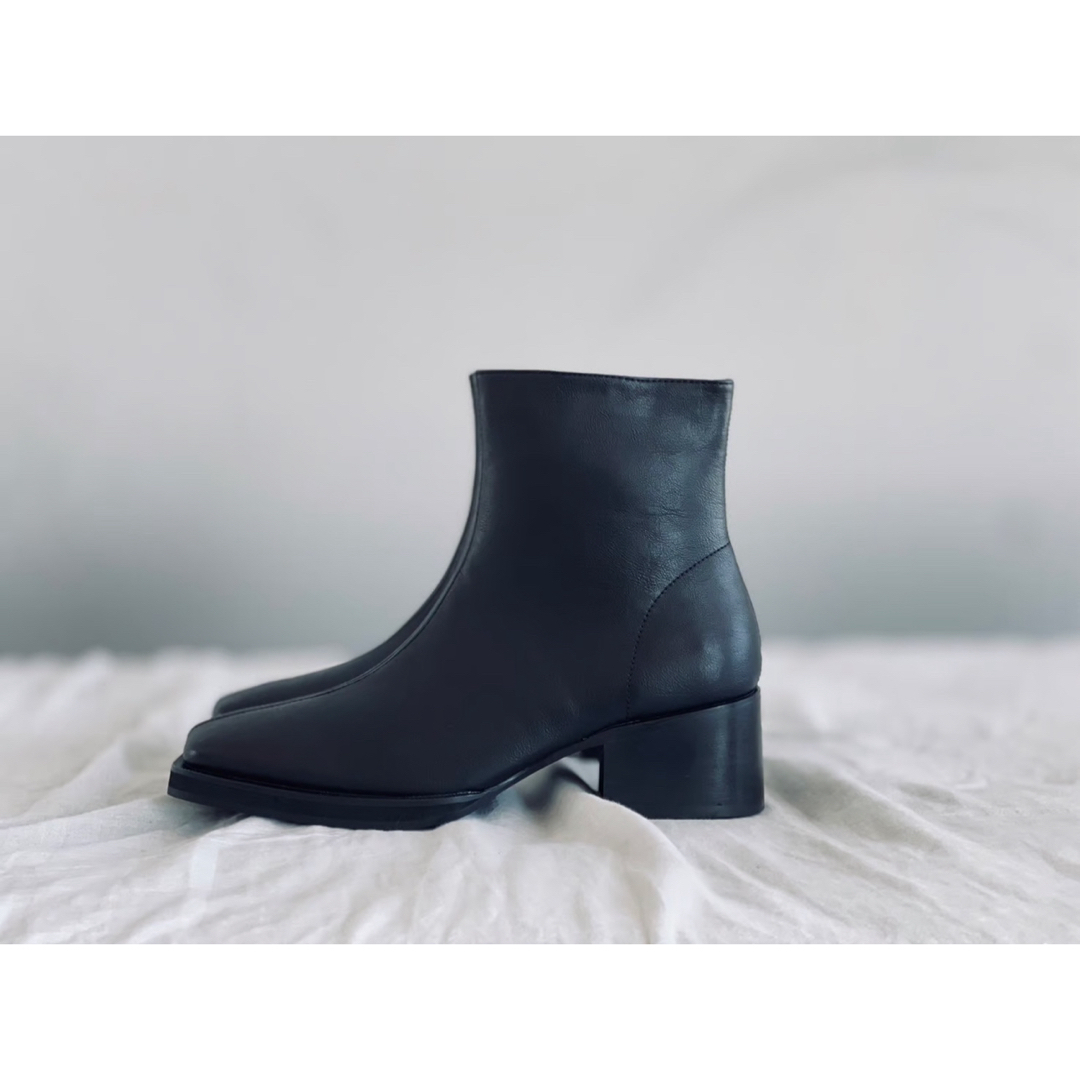 square toe leather heel boots black メンズの靴/シューズ(ブーツ)の商品写真