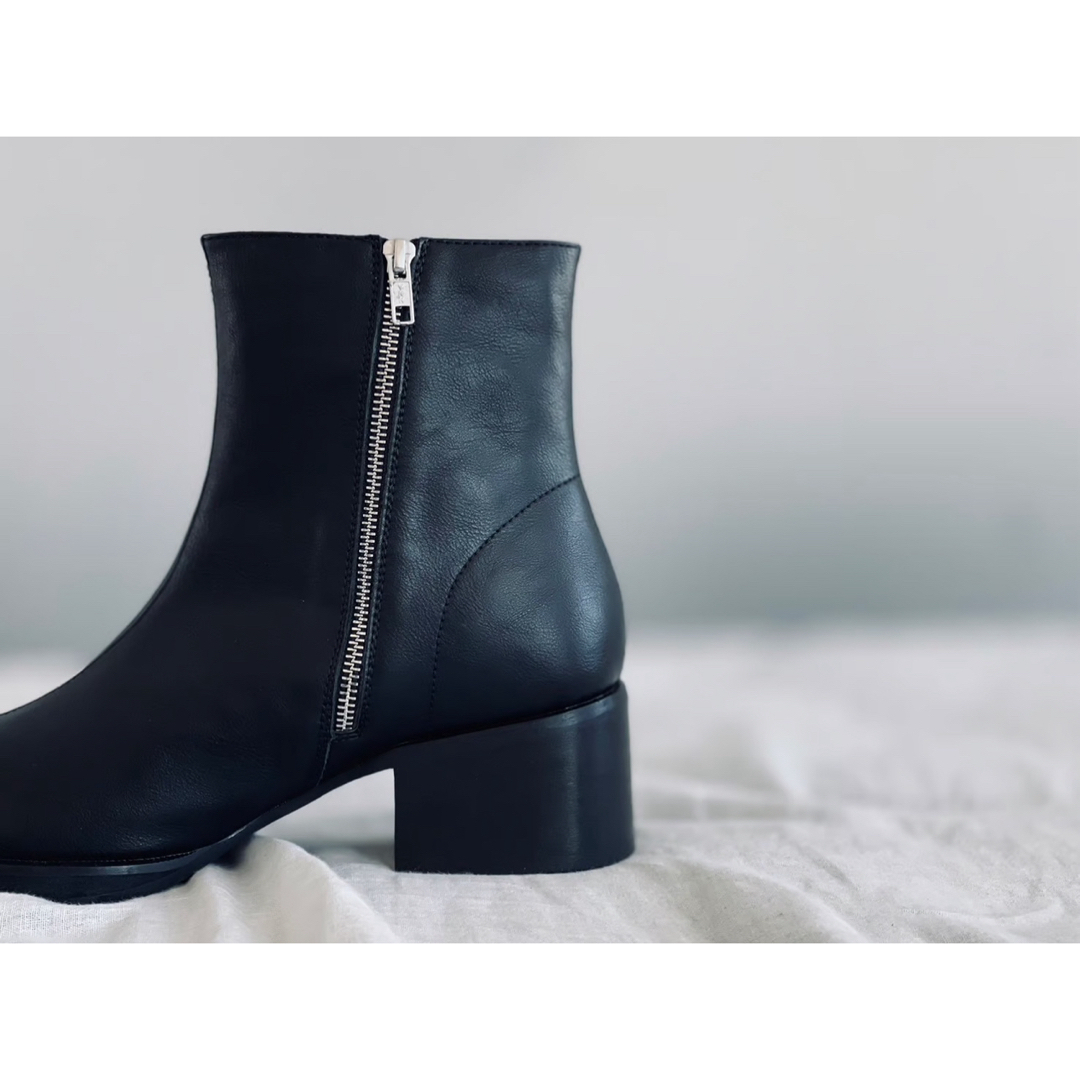 square toe leather heel boots black メンズの靴/シューズ(ブーツ)の商品写真