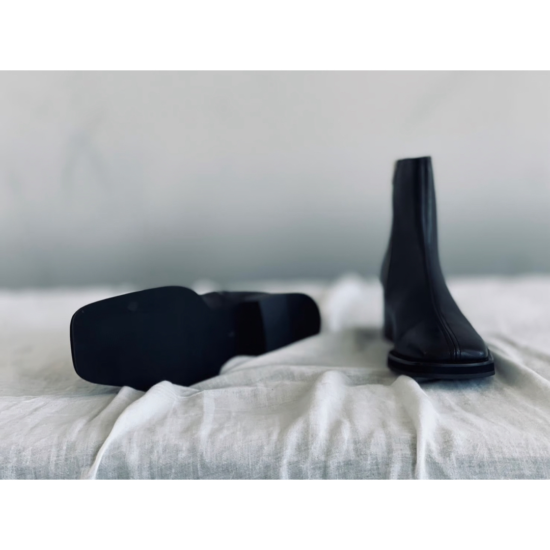 square toe leather heel boots black メンズの靴/シューズ(ブーツ)の商品写真