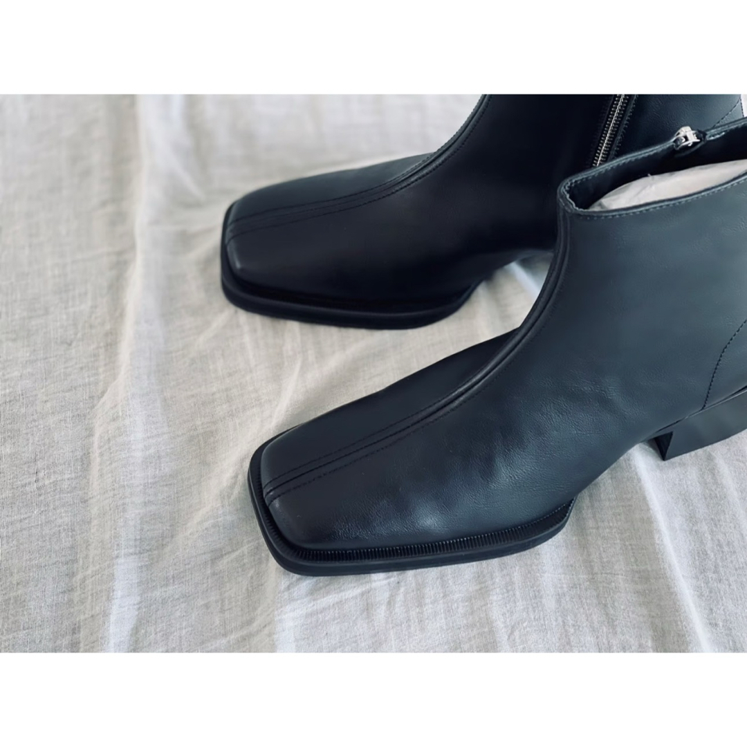 square toe leather heel boots black メンズの靴/シューズ(ブーツ)の商品写真