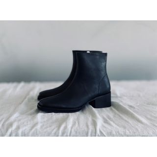 square toe leather heel boots black(ブーツ)