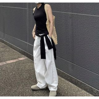 oksoon tapered cotton pants  white(カジュアルパンツ)