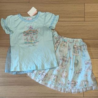 メゾピアノ(mezzo piano)の新品★メゾピアノ メリーゴーランドTシャツ＆スカートセット(Tシャツ/カットソー)