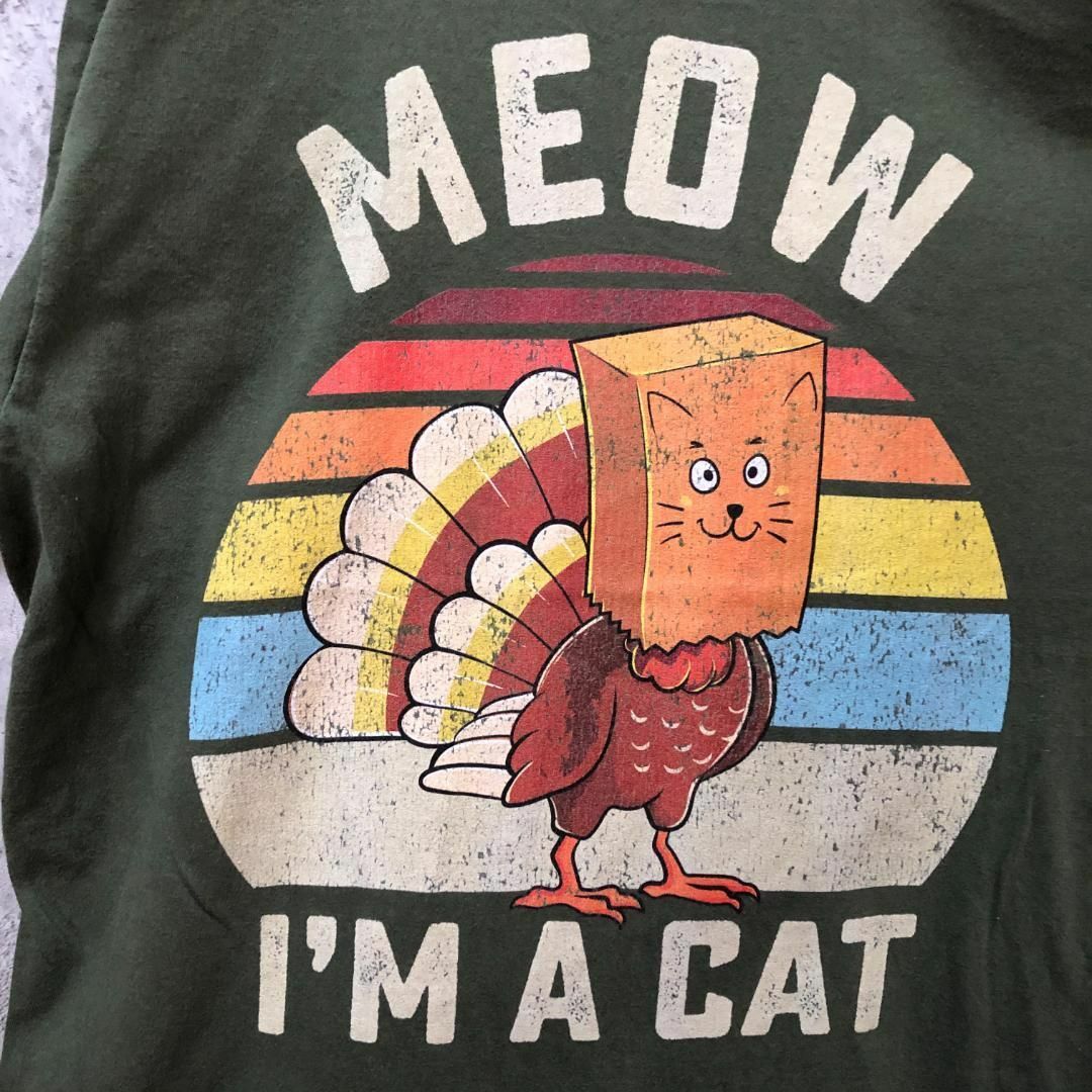 MEON CAT トリ 猫 紙袋 USA輸入 個性的 Tシャツ メンズのトップス(Tシャツ/カットソー(半袖/袖なし))の商品写真