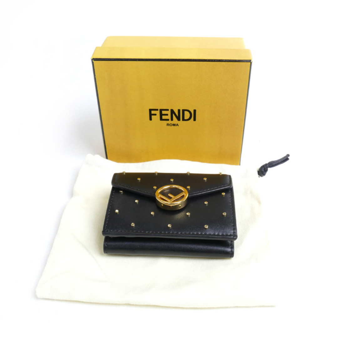 FENDI(フェンディ)のFENDI フェンディ エフイズ コンパクトウォレット 三つ折り財布 ブラック 8M0395 スタッズ レディース【中古】【美品】 レディースのファッション小物(財布)の商品写真