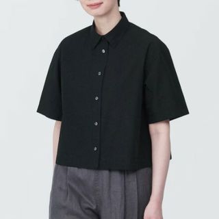 MUJI (無印良品) - 無印良品　MUJI　涼感ブロードレギュラーカラー半袖シャツ　婦人　黒　XL