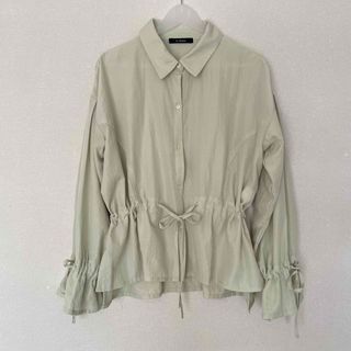 ダブルクローゼット(w closet)のスパンブロードギャザーシャツ　ミント(シャツ/ブラウス(長袖/七分))