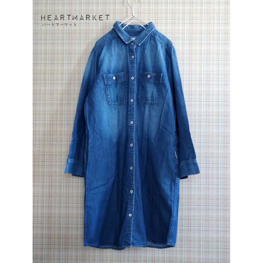 Heart Market(ハートマーケット)のHEARTMARKET ハートマーケット　ゆったり デニムワンピース　インディゴ レディースのワンピース(ひざ丈ワンピース)の商品写真