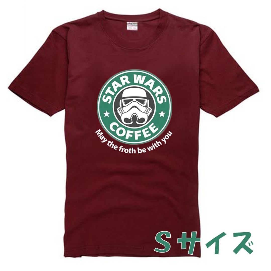 【父の日セール】スターウォーズ スターバックス 面白 Tシャツ ワインレッド S メンズのトップス(Tシャツ/カットソー(半袖/袖なし))の商品写真