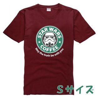 【限定セール】スターウォーズ スターバックス 面白 Tシャツ ワインレッド S(Tシャツ/カットソー(半袖/袖なし))