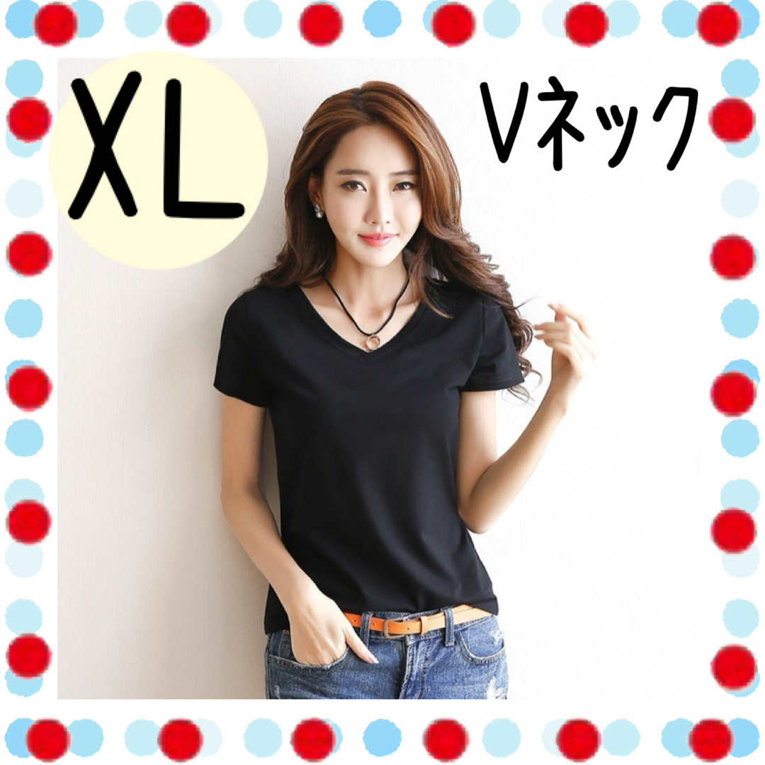 Tシャツ レディース Vネック 半袖 ティーシャツ シャツ トップス XL レディースのトップス(Tシャツ(半袖/袖なし))の商品写真