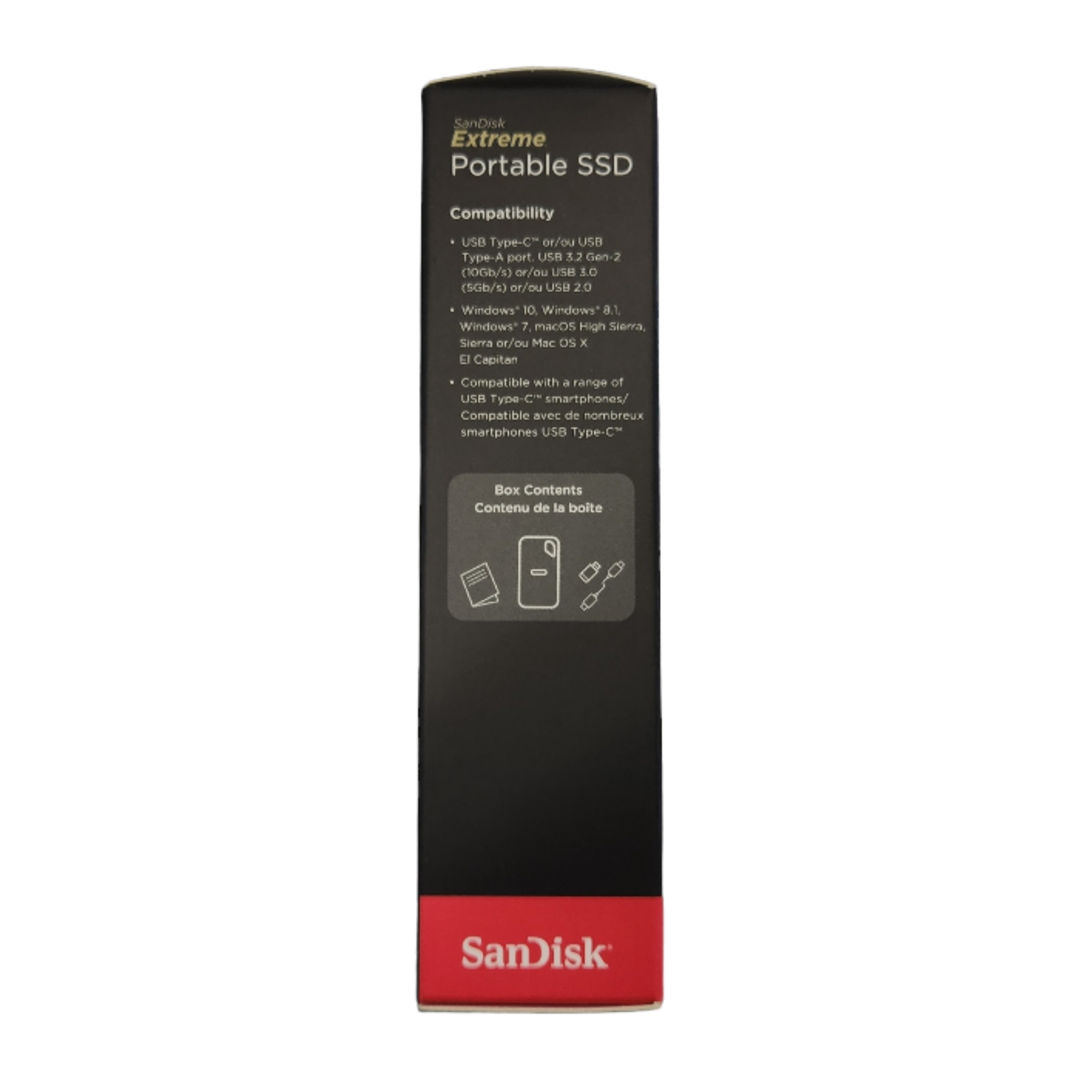 SanDisk(サンディスク)のSanDisk Extreme Portable SSD 2TB ブラック 外付け ポータブル 海外パッケージ External Solid State Drive SDSSDE61-2T00-G25 中古 T1 スマホ/家電/カメラのPC/タブレット(PC周辺機器)の商品写真