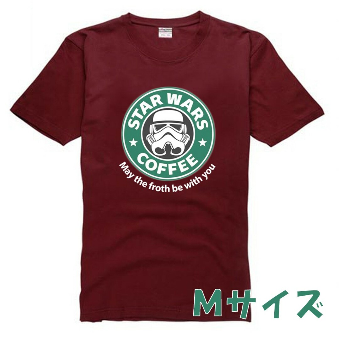 【父の日セール】スターウォーズ スターバックス 面白 Tシャツ ワインレッド M メンズのトップス(Tシャツ/カットソー(半袖/袖なし))の商品写真