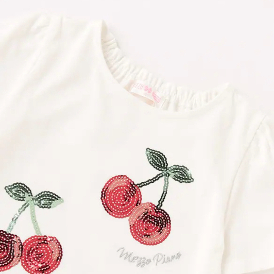 mezzo piano(メゾピアノ)の新品★メゾピアノ スパンコールチェリーTシャツ キッズ/ベビー/マタニティのキッズ服女の子用(90cm~)(Tシャツ/カットソー)の商品写真