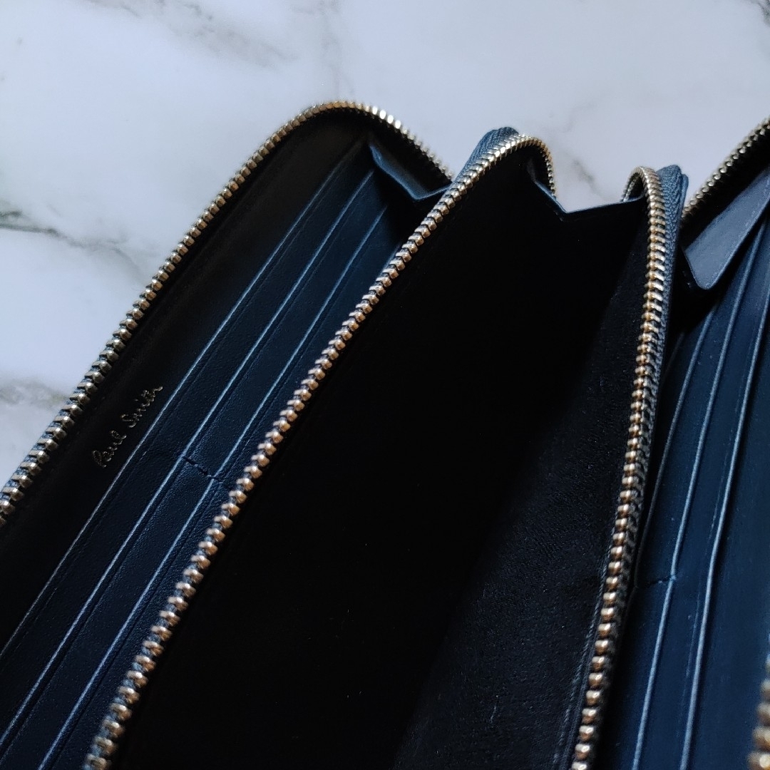 Paul Smith(ポールスミス)のポールスミス 長財布 ハイライトステッチ マルチカラーストライプ 小銭入れ 紺色 レディースのファッション小物(財布)の商品写真