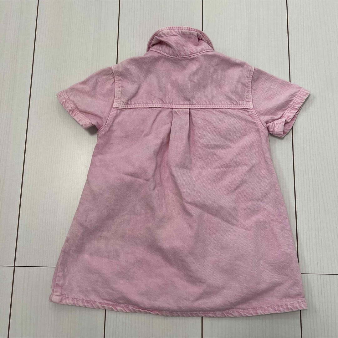 ZARA KIDS(ザラキッズ)のザラ　ピンク　デニム　ワンピース　86 キッズ/ベビー/マタニティのベビー服(~85cm)(ワンピース)の商品写真