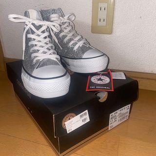 コンバース(CONVERSE)のコンバース　converse ハイカット　スニーカー　24.5 シルバー　(スニーカー)