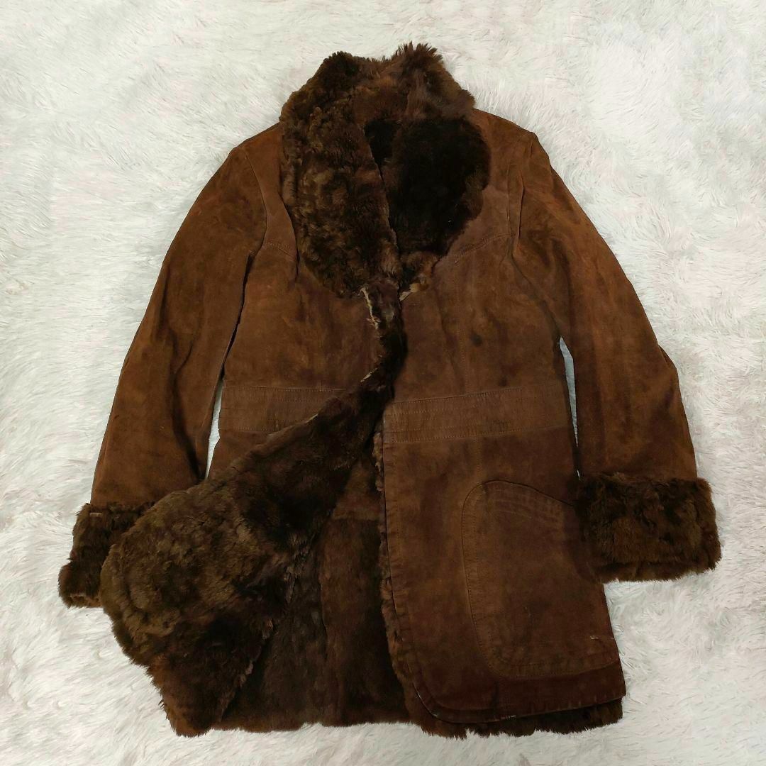 リアルファーコート 毛皮コート 長袖 ブラウン 茶色 レディースのジャケット/アウター(毛皮/ファーコート)の商品写真