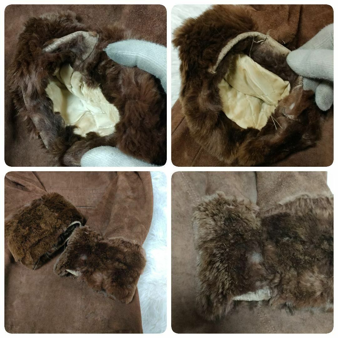 リアルファーコート 毛皮コート 長袖 ブラウン 茶色 レディースのジャケット/アウター(毛皮/ファーコート)の商品写真