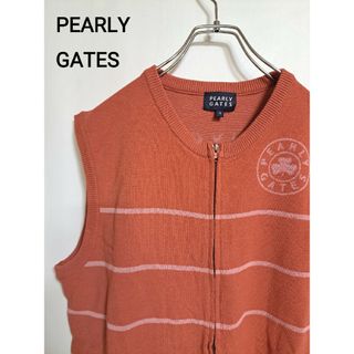 パーリーゲイツ(PEARLY GATES)の古着　パーリーゲイツ　サマーニット　ゴルフウェア　フルジップ　ベスト　薄手(ウエア)