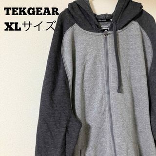 TEKGEAR フルジップ パーカー グレー ＸＬサイズ　ＵＳＡ　古着(パーカー)