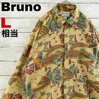 p90 ピュアシルク 春夏 US古着 Bruno 長袖シャツ 総柄 フラワー(シャツ)