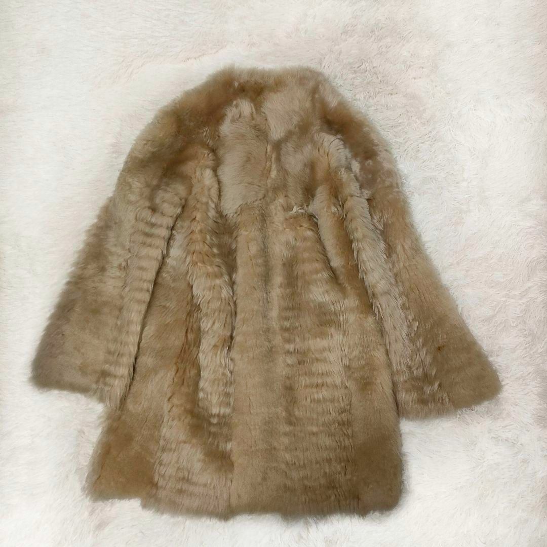 リアルファーコート 毛皮コート ロングコート ベージュ系 ブラウン 長袖 レディースのジャケット/アウター(毛皮/ファーコート)の商品写真