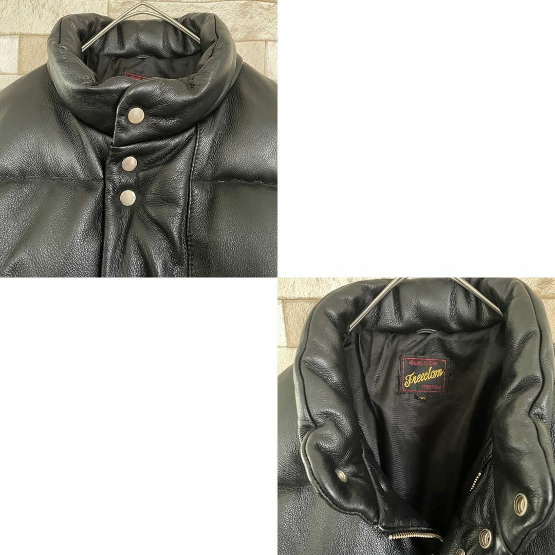 フリーダム レザー 牛革 ダウンジャケット ブラック L メンズのジャケット/アウター(ダウンジャケット)の商品写真