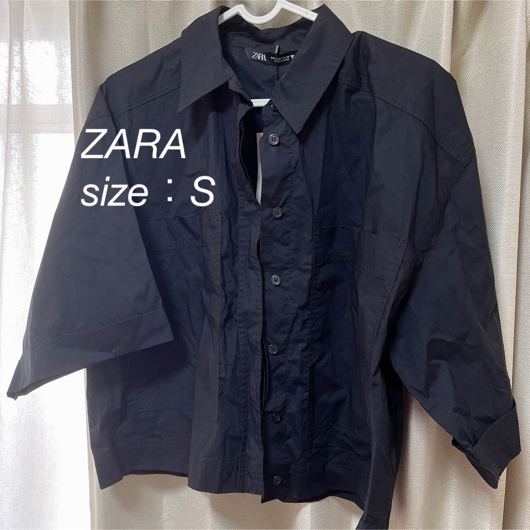 ZARA(ザラ)の【ZARA】ブラックオーバーシャツ レディースのトップス(シャツ/ブラウス(長袖/七分))の商品写真