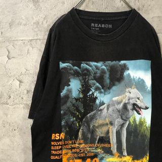 オオカミ クール系 景色 USA輸入 アニマル オーバー Tシャツ(Tシャツ/カットソー(半袖/袖なし))