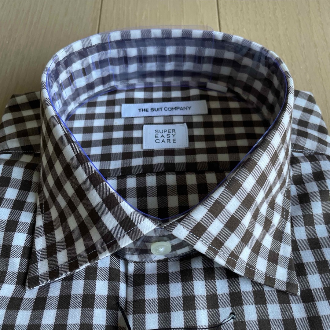 THE SUIT COMPANY(スーツカンパニー)のスーツカンパニー　長袖ドレスシャツ　サイズL41-86cmチェック新品 メンズのトップス(シャツ)の商品写真