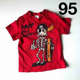 ● スケボー スカル 赤いTシャツ 95 USED●(Tシャツ/カットソー)