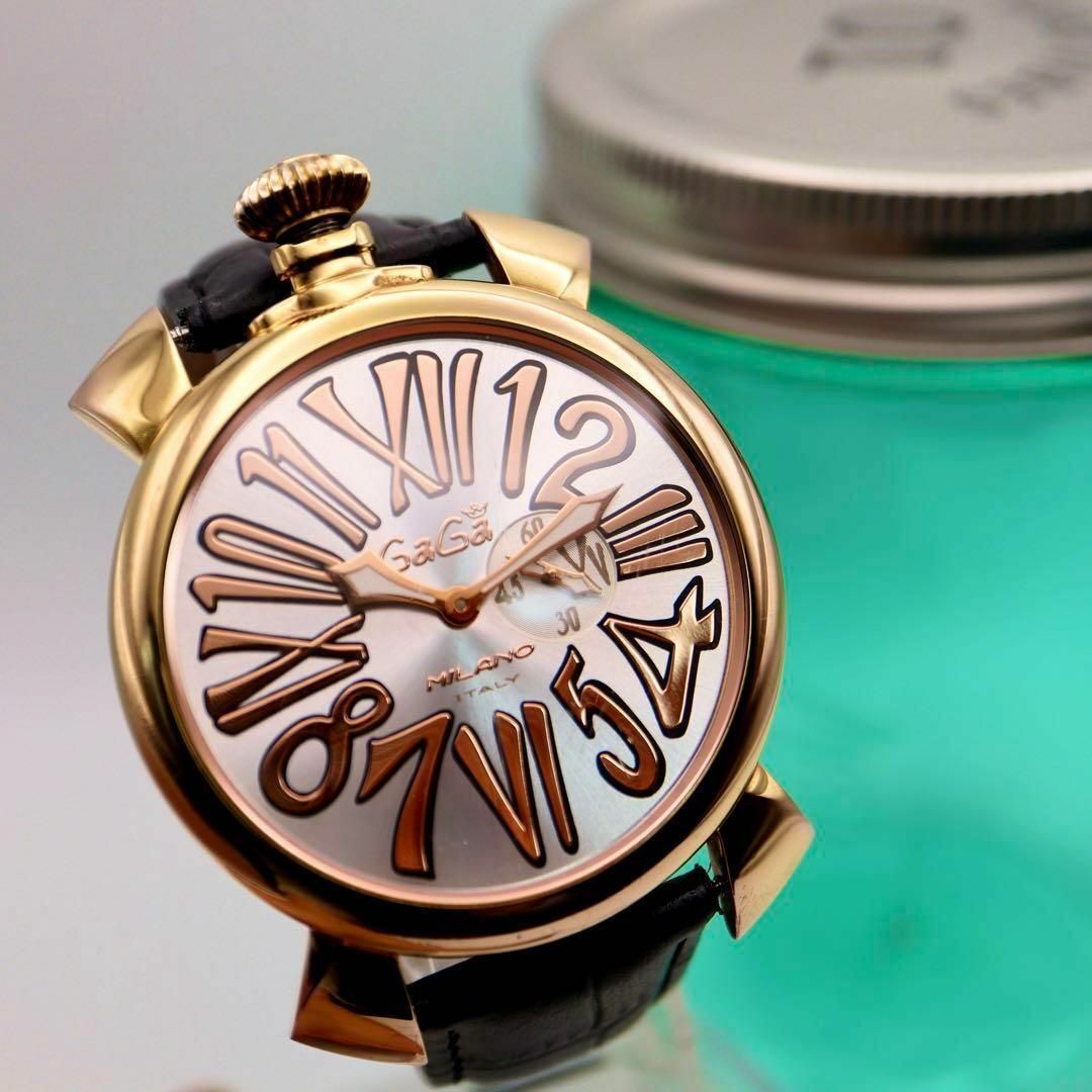 GaGa MILANO(ガガミラノ)の美品！GaGaMIRANO マヌアーレ ゴールド クォーツ メンズ腕時計 578 メンズの時計(腕時計(アナログ))の商品写真