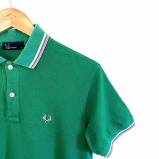 フレッドペリー(FRED PERRY)のフレッドペリー　ポロシャツ　リンガー　グリーン　M(ポロシャツ)