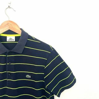 ラコステ(LACOSTE)のラコステ　ポロシャツ　ボーダー　ネイビー　5 XL(ポロシャツ)