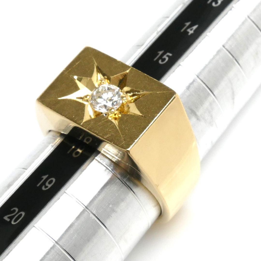 K18YG イエローゴールド 印台 ダイヤ リング・指輪 ダイヤモンド0.30ct 17号 18.5g メンズ【中古】 メンズのアクセサリー(リング(指輪))の商品写真