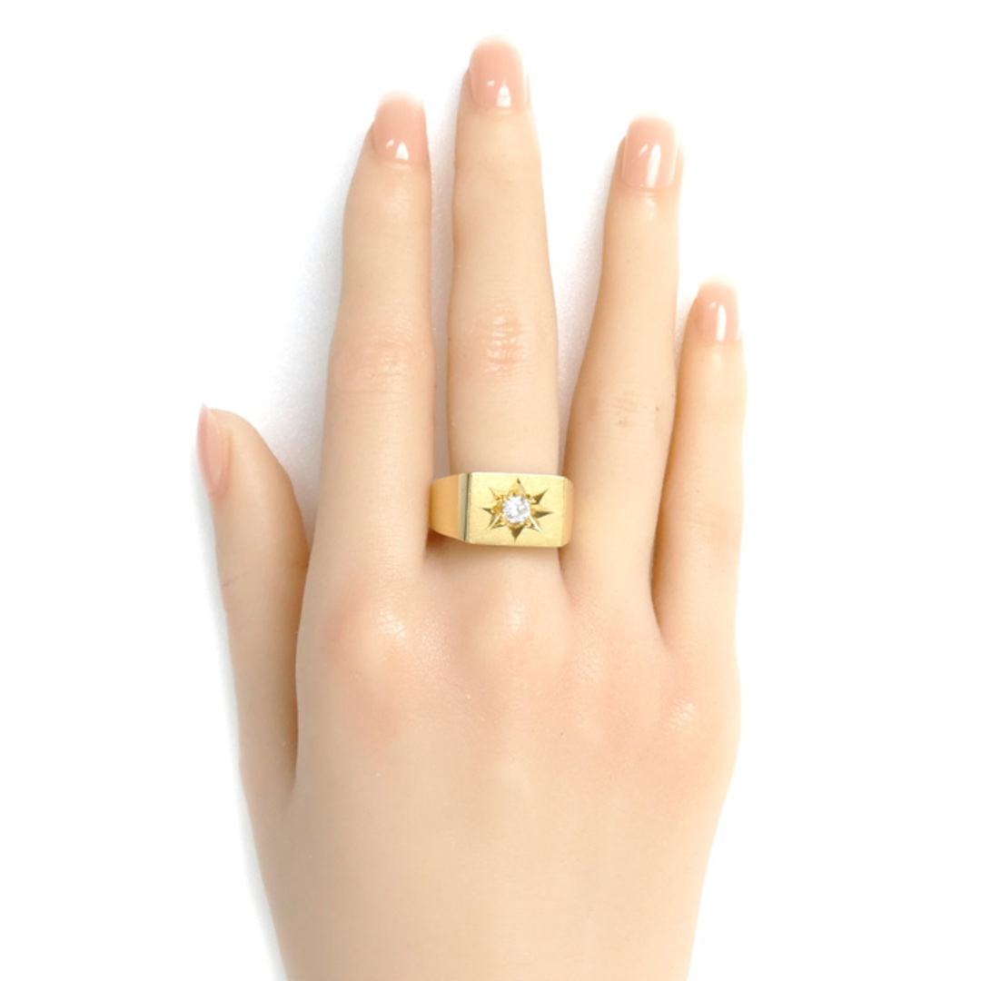 K18YG イエローゴールド 印台 ダイヤ リング・指輪 ダイヤモンド0.30ct 17号 18.5g メンズ【中古】 メンズのアクセサリー(リング(指輪))の商品写真