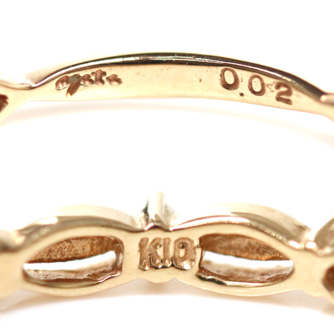 agete(アガット)のagete アガット K10PG ピンクゴールド リング・指輪 ダイヤモンド0.02ct 9号 0.9g レディース【中古】 レディースのアクセサリー(リング(指輪))の商品写真