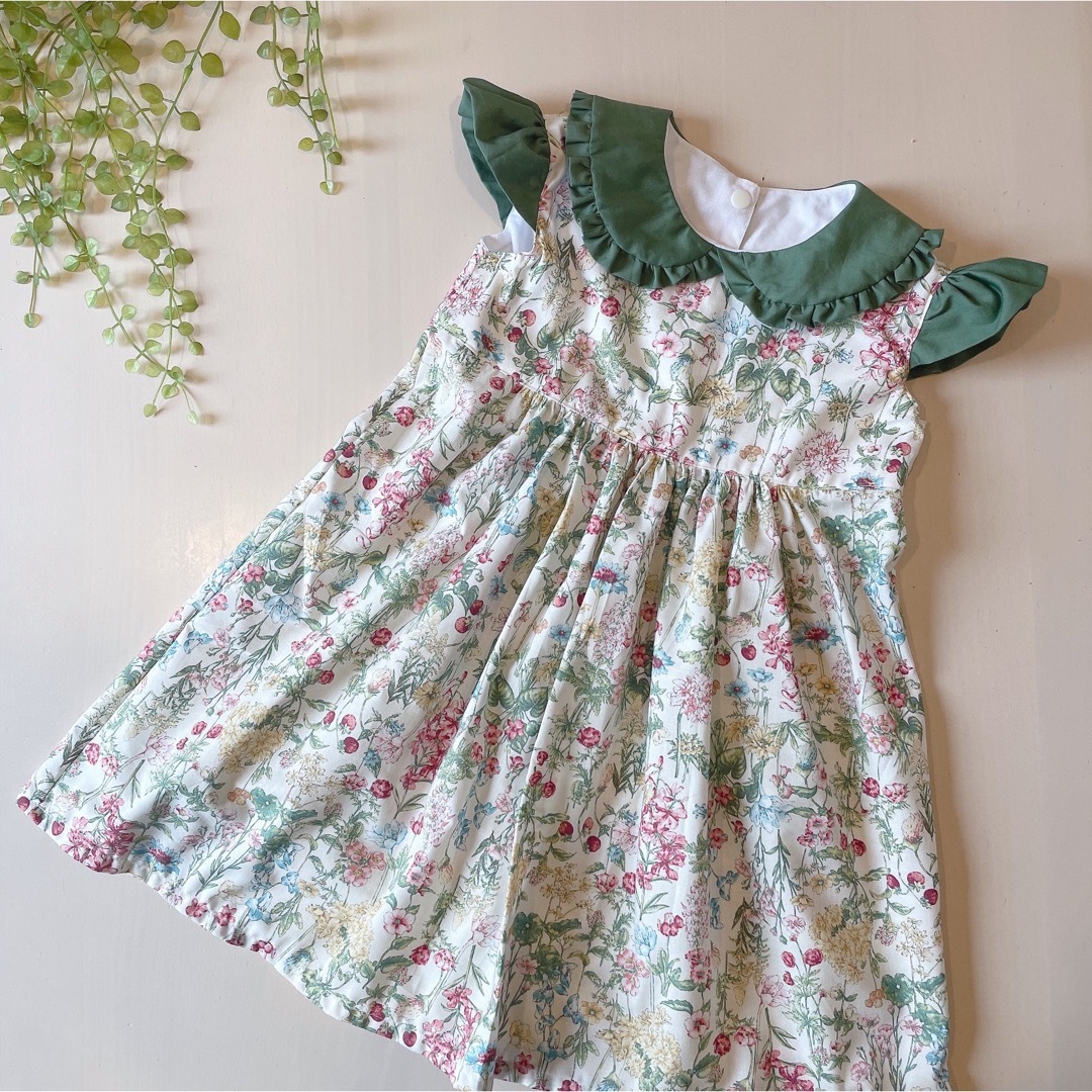 ワンピース　ハンドメイド　110センチ キッズ/ベビー/マタニティのキッズ服女の子用(90cm~)(ワンピース)の商品写真