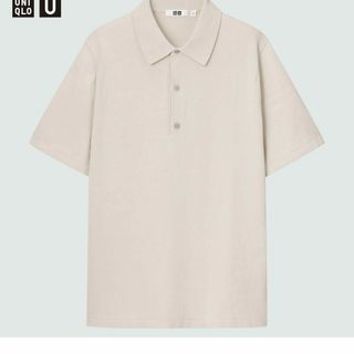 ユニクロ(UNIQLO)のUNIQLO U ニットポロシャツ　ベージュ　ナチュラル　アイボリー(ポロシャツ)