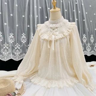 アンジェリックプリティー(Angelic Pretty)の中華ロリータ スタンドカラー ロリータ 長袖フリルブラウス 量産型(シャツ/ブラウス(長袖/七分))