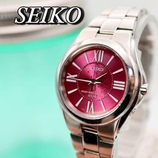 セイコー(SEIKO)の良品！SEIKO ラウンド シルバー ソーラー レディース腕時計 581(腕時計)