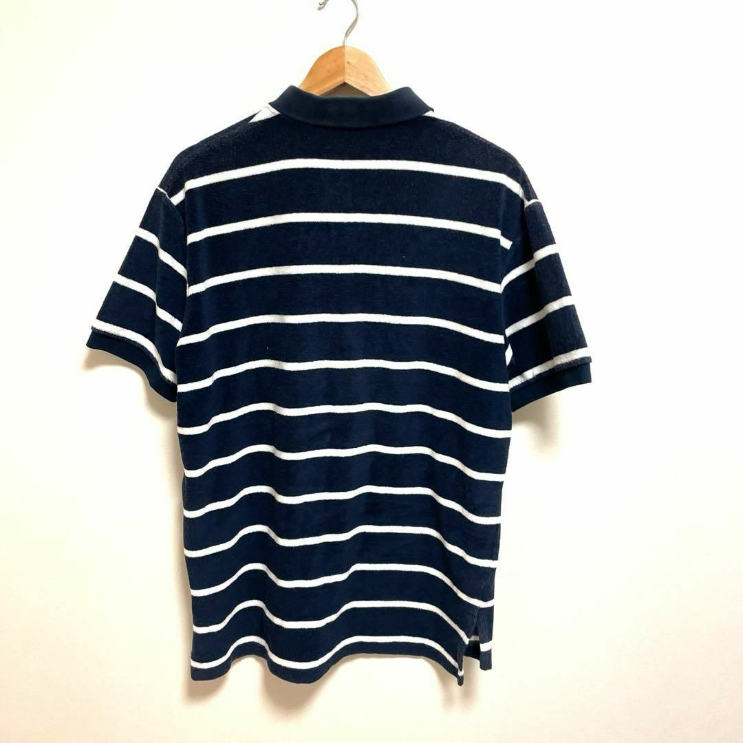 POLO RALPH LAUREN(ポロラルフローレン)のラルフローレン　パイル生地　ポロシャツ　XL ボーダー　ネイビー メンズのトップス(ポロシャツ)の商品写真